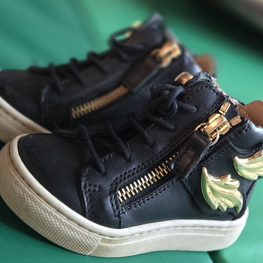Giuseppe Zanotti Black Sneakers with Gold Accents